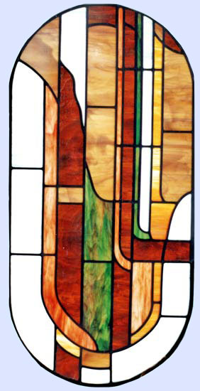 Custom stained and leaded glass abstract window