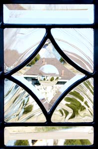 Concave beveled star leaded glass window