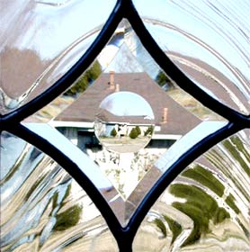 concave beveled star leaded glass panel
