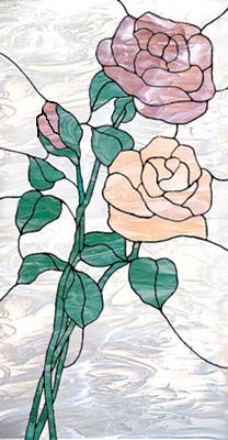Stained glass mauve and peach roses window