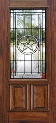 Texas star leaded glass door