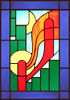 abstract stained and LEADED ART GLASS PANEL