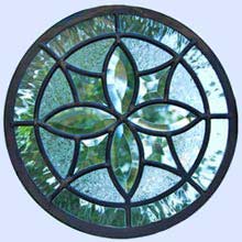 Circular leaded glass beveled window