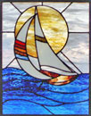 sailboat stained and leaded glass custom window