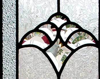 Custom leaded bevel glass transom window