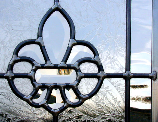 Fleur de Lis leaded glass window