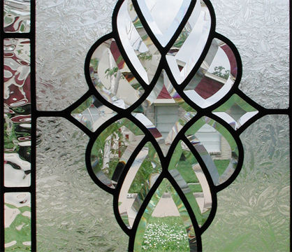 HG340T custom leaded glass transom window