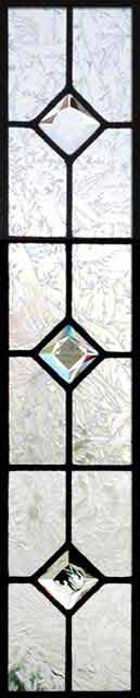 Custom leaded glass sidelight window with faceted jewels