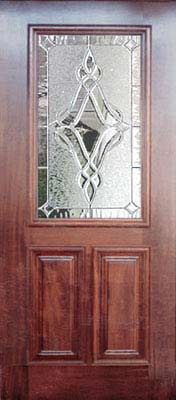 leaded glass panel mahogany door