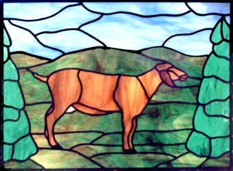 Nanny goat stained glass panel