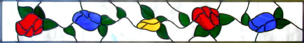 Rosebud stained and leaded glass door panel