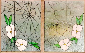 stained glass leaded glass spiderweb panel