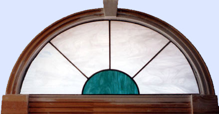 stained and leaded glass arch panel