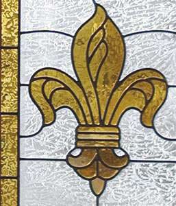 Fleur de Lis stained and leaded glass window