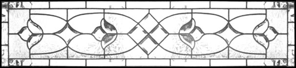 Tulips leaded glass horizontal beveled transom window