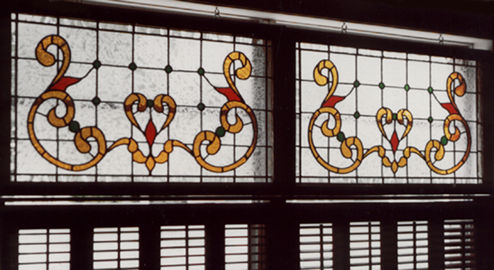 stained and leaded glass Victorian window