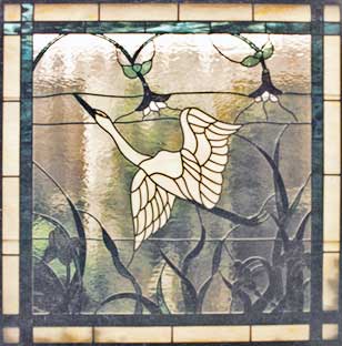 EGRET 2 Stained Leaded Glass Egret Window