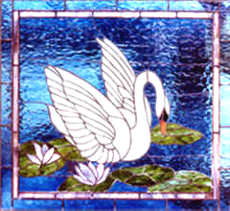 stained glass swan leaded glass window