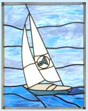 sailboat stained and leaded glass custom window