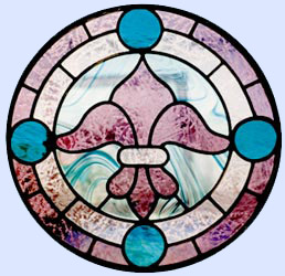 stained and leaded glass circle panel