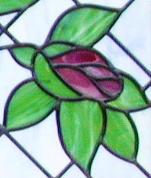 4 roses custom stained and leaded glass transom window