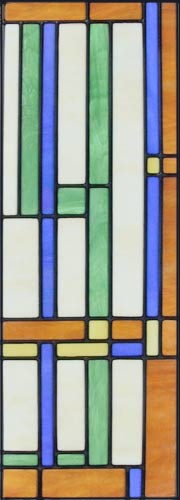 stained and leaded glass abstract cabinet door windows.
