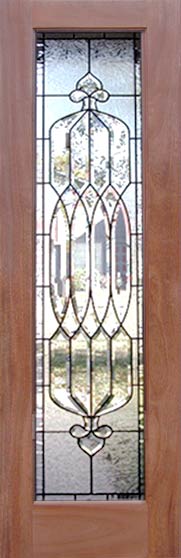 mahogany door with leaded glass bevel panel