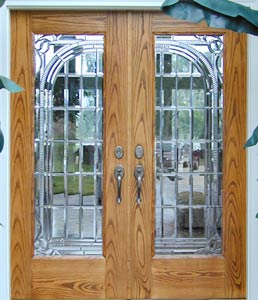 Leaded glass beveled window