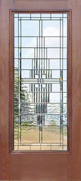 Custom mahogany door with leaded glass window
