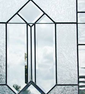 Custom leaded glass double house bevel window