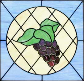 stained and leaded glass grapes panel