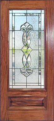 Mahogany door with leaded glass beveled window