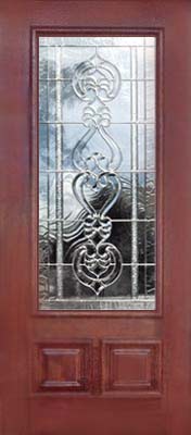 mahogany leaded glass door