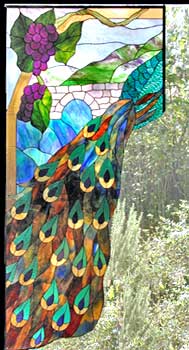stained glass peacock