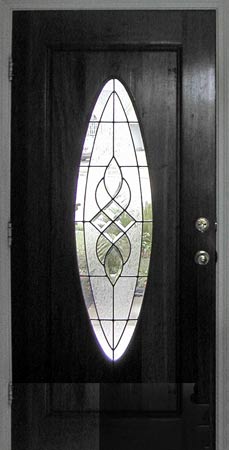 oval door with simple leaded glass panel