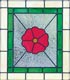 red flower stained and leaded glass panel