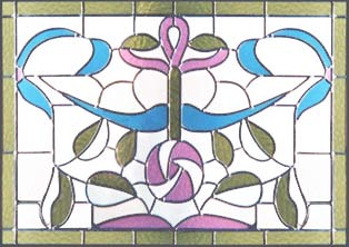 Victorian style stained and leaded glass panel
