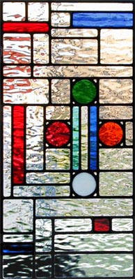 stained and leaded glass abstract window.