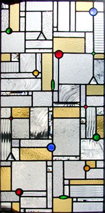 Frank Lloyd Wright inspired custom stained and leaded glass window