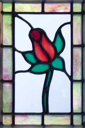 Rosebud 2 Custom Stained and Leaded Glass Door Art Glass Panel