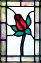 rosebud stained and leaded glass door panel