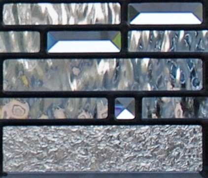 Closeup of custom leaded glass pencil bevel window