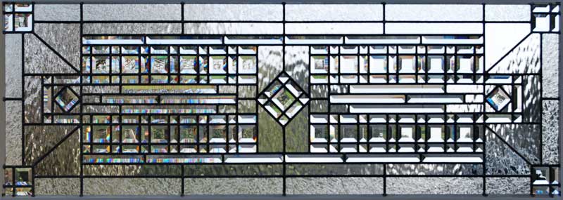 Custom leaded glass bevel transom abstract 37H window