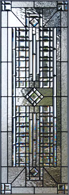 Custom abstract leaded glass pencil bevel window