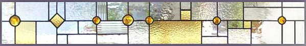 Custom abstract stained and leaded glass window inspired by frank lloyd wright.