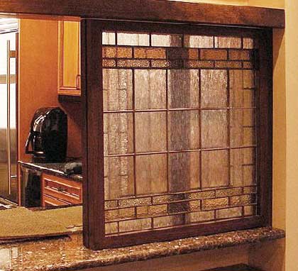 leaded glass sliding pass thru divider windows