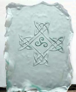 Custom deeply carved sandblasted Celtic cross etching