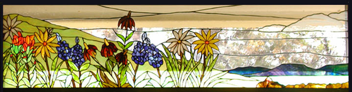 Custom Texas wildflowers stained glass window