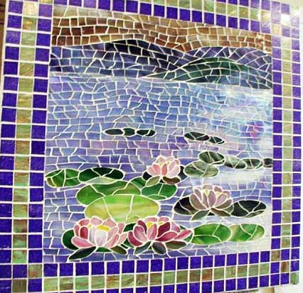 Personalized Wall  on Mosaic Waterlilies Stained Glass Wall Hanging Original Design By Jack