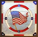 US Flag stained and leaded glass custom design window